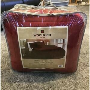 Woolrich TwIn NEW 3 Piece Comforter Sham Set Sherpa Faux Fur Bear Pillow CABIN